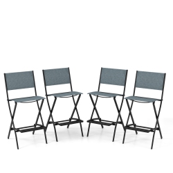 COSTWAY Set Of 4 Outdoor Bar Chair Folding Bar Height Stool With Metal Frame