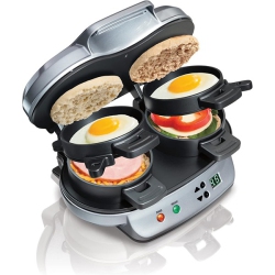 HAMILTON BEACH ‎26.39 X 19.89 X 15.01 Cm Beach Digitally Timed Dual Breakfast Sandwich Maker In Silver