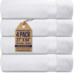 CANADIAN LINEN Premium Hotel Bath Towels Set, 27”X54” 500 Gsm Cotton, 4 Pack Soft Absorbent Lightweight Quick Dry Body Towel for Bathroom