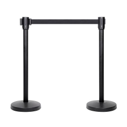 TOYTEXX 2-Pack Crowd Control Stanchion, 36" Stanchion With 6.5 Foot Retractable Belts for High Traffic, Events - Rs-36Bk/n In Black