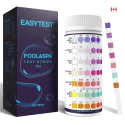EASYTEST 7 Way Pool & Spa Test Strips - 150 Strips for Accurate Water Testing: Ph, Bromine, Total Alkalinity, Free Chlorine, Total Chlorine, Total