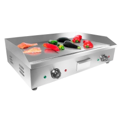 GORILLAROCK A-822 Electric Griddle | Teppanyaki Half Flat And Half Grooved Grill | Double Thermostat | 110V
