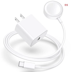 GENER Mfi Certified USB-C Fast Charger for Apple Watch - 3Ft Magnetic Cable With 20W Wall Charger for Series Ultra 2/9/8/7/se/6/5/4/3/2/1