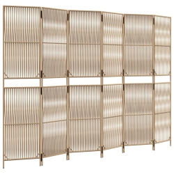 VIDAXL Room Divider 6 Panels Poly Rattan In Beige
