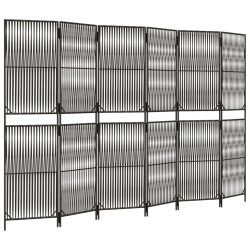 VIDAXL Room Divider 6 Panels Poly Rattan In Grey