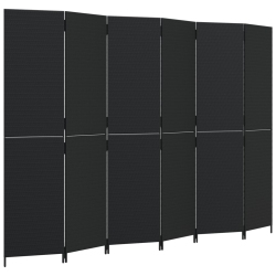 VIDAXL Room Divider 6 Panels Poly Rattan In Black
