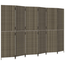VIDAXL Room Divider 6 Panels Poly Rattan In Grey
