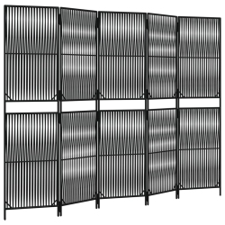 VIDAXL Room Divider 5 Panels Poly Rattan In Black
