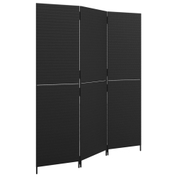 VIDAXL Room Divider 3 Panels Poly Rattan In Black