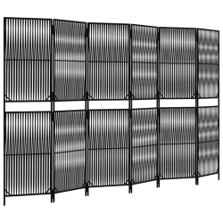 VIDAXL Room Divider 6 Panels Poly Rattan In Black