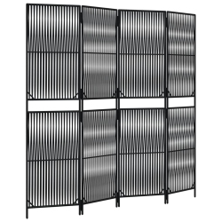 VIDAXL Room Divider 4 Panels Poly Rattan In Black