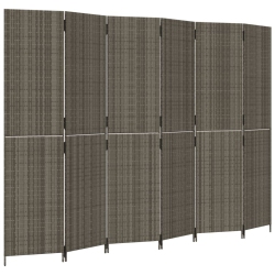 VIDAXL Room Divider 6 Panels Poly Rattan In Grey
