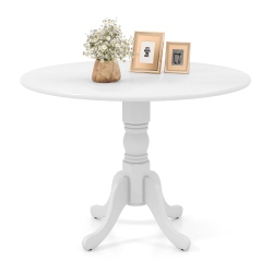 COSTWAY Rustic Dining Table Wooden Dining Table With Round Tabletop & Curved Trestle Legs
