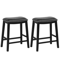COSTWAY 26-Inch Bar Stool Set Of 2 Counter Height Saddle Stools With Upholstered Seat