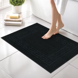 CANADIAN LINEN Everest Bathmats, 2 Pack, 20"x30", Lightweight Plush Bath Mats Absorbent Cotton Spa Quick Dry Washable Tub With Greek Key Design