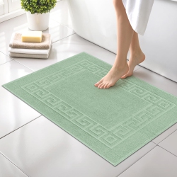 CANADIAN LINEN Everest Bathmats, 2 Pack, 20"x30", Soft Absorbent Bath Mat Lightweight Quick Dry Washable Soft Shower With Greek Key Design, Sage