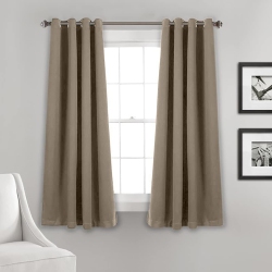 CANADIAN LINEN Triple Weave Blackout Window Curtain, W 52" X L 63", 3 Layer Light Blocking 2 Panel No Noise Washable Polyester Ring Curtains In Beige