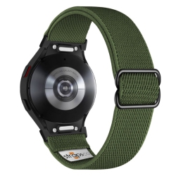 STRAPSCO Nylon Stretch Band for Samsung Galaxy Watch 6 - Army - Black Adapter In Green