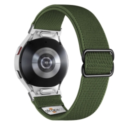 STRAPSCO Nylon Stretch Band for Samsung Galaxy Watch 6 - Army - Silver Adapter In Green