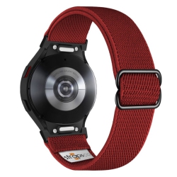 STRAPSCO Nylon Stretch Band for Samsung Galaxy Watch 6 - Dark - Black Adapter In Red