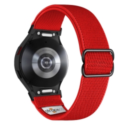 STRAPSCO Nylon Stretch Band for Samsung Galaxy Watch 6 - - Black Adapter In Red