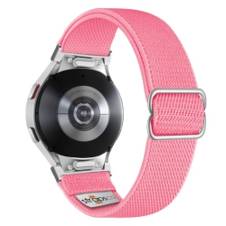 STRAPSCO Nylon Stretch Band for Samsung Galaxy Watch 6 - - Silver Adapter In Pink