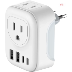 VYLEE Travel Plug Adapter With 4 Ac Outlets & 2 USB-C Ports – International Charger for Europe, Iceland, Spain, Italy, France, Germany, And More