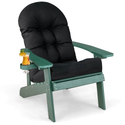 COSTWAY Adirondack Chair Hips Adirondack Chair With Cup Holder & Cushion