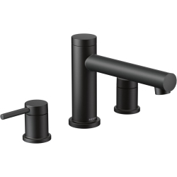MOEN T393Bl Align 2-Handle Deck Mount Modern Roman Tub Faucet Trim Kit, Valve Required, Matte -Open Box In Black