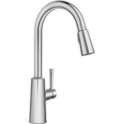 MOEN Riley Chrome One-Handle Pulldown Kitchen Faucet Featuring Power Boost for A Faster Clean And Reflex Docking System