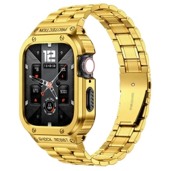 WORRYFREE GADGETS Uni-Body Metal Band for Apple Watch 49MM - In Gold
