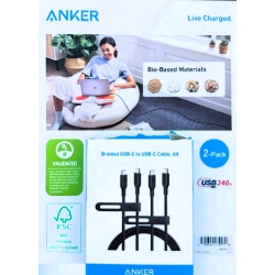 ANKER - A80E6011 Braided Durable Wireless Charger USB-C to USB-C Cable 6-Feet, 240W Fast Charge, 2-Pack