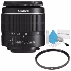 CANON Ef-S 18-55MM F/3.5-5.6 Iii Lens (International Model) + 58MM Uv Filter + Deluxe Cleaning Kit