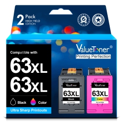 VALUETONER Refurbished (Excellent) Ink Cartridge Replacement for HP 63 Xl 63Xl for Envy 4512 Officejet 3830 4655 5252 Deskjet 2132 3630 (Black