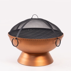 DEKO LIVING 31 Inch Round Outdoor Steel Wood Burning Firebowl / Firepit With Screen Lid And Poker