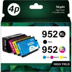 SKYDO High-Quality 952Xl Ink Cartridge Replacement: Compatible With HP 952 Xl Ink Cartridges In Black, Cyan, Magenta, And In Yellow