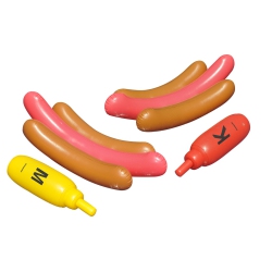 SWIM CENTRAL Set Of 2 Inflatable Hot Dog Ride On Swimming Pool Battle Set With Boppers Game - 56