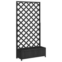 VIDAXL Planter With Trellis Solid Wood Fir In Black