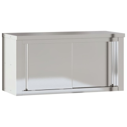 VIDAXL Kitchen Wall Cabinet With Sliding Doors Stainless Steel