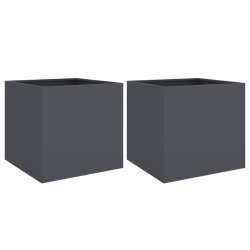 VIDAXL Planters 2 PCs Anthracite 49X47X46 Cm Steel