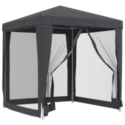 VIDAXL Party Tent With 4 Mesh Sidewalls Anthracite 2X2 M HDpe