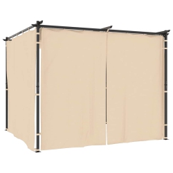VIDAXL Gazebo With Curtains 3X3 M Cream Steel