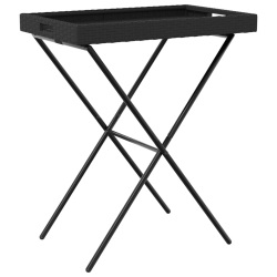 VIDAXL Folding Tray Table 65X40X75 Cm Poly Rattan In Black