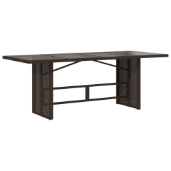VIDAXL Garden Table With Glass Top 190X80X74 Cm Poly Rattan In Brown