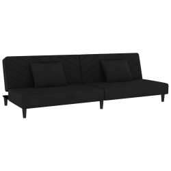 VIDAXL 2-Seater Sofa Bed With Two Pillows Velvet In Black