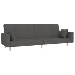 VIDAXL 2-Seater Sofa Bed With Two Pillows Dark Fabric In Grey