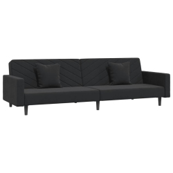 VIDAXL 2-Seater Sofa Bed With Two Pillows Velvet In Black