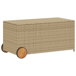 VIDAXL Garden Storage Box With Wheels Mix 190L Poly Rattan In Beige