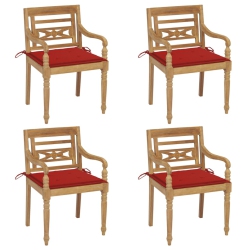 VIDAXL Batavia Chairs With Cushions 4 PCs Solid Teak Wood