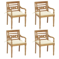 VIDAXL Batavia Chairs With Cushions 4 PCs Solid Teak Wood